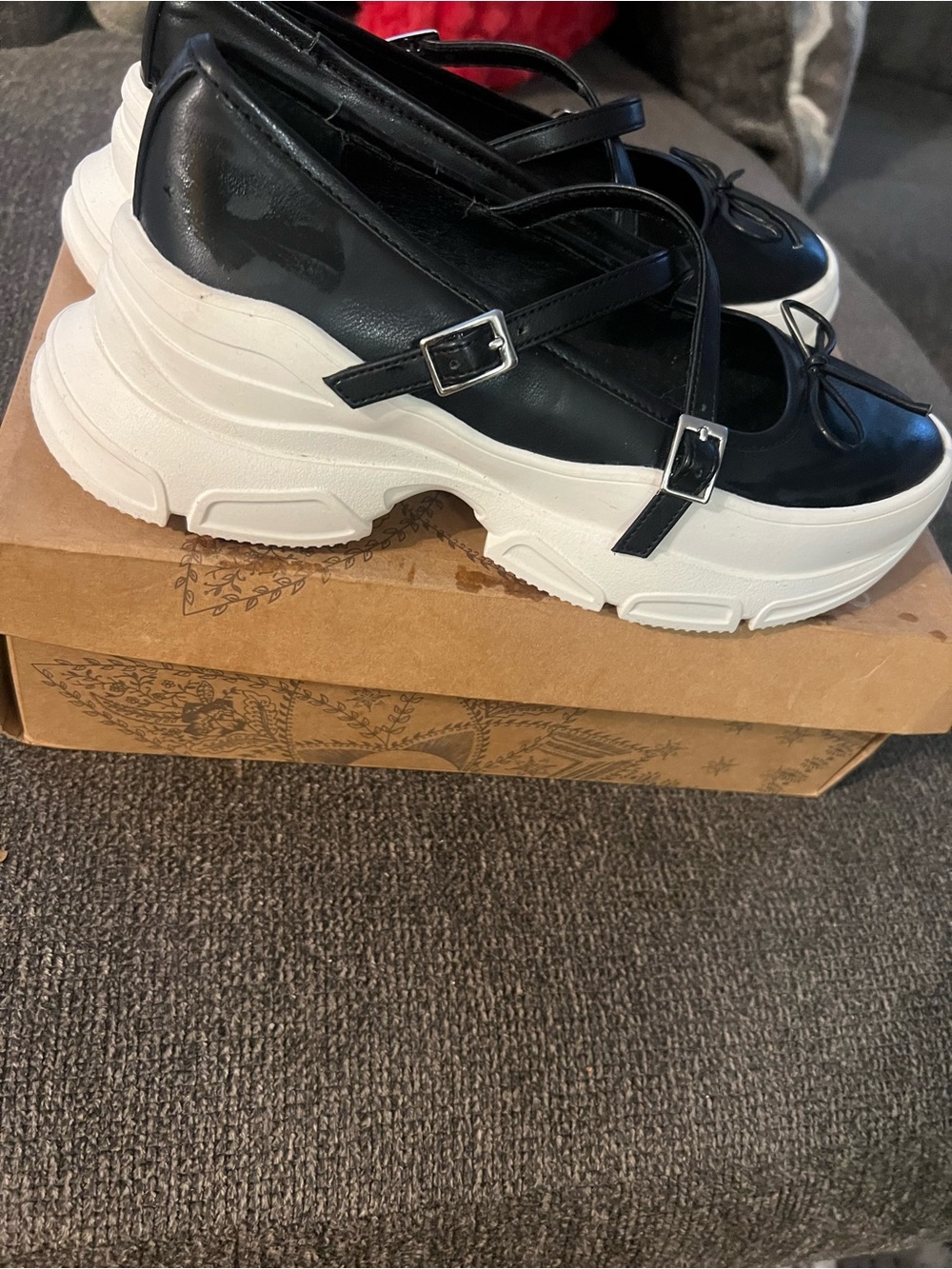 Steve Madden Black Mary Jane Platform Sneakers with White Sole